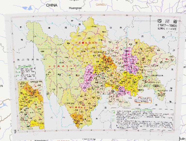 History map of administrative division (1977-1983) in Sichuan Province, China