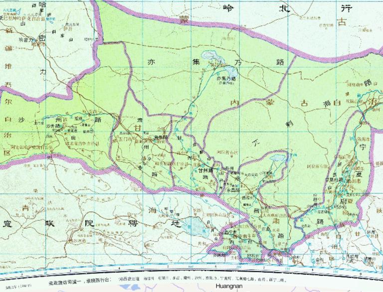 Historical Maps of Gansu Province during the Yuan Dynasty in China