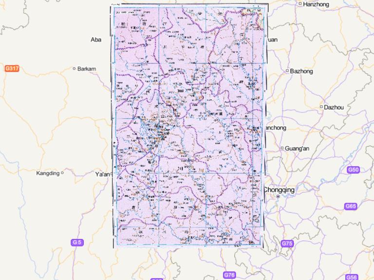 The historical map of Chengdu Prefecture in the Qing Dynasty of China