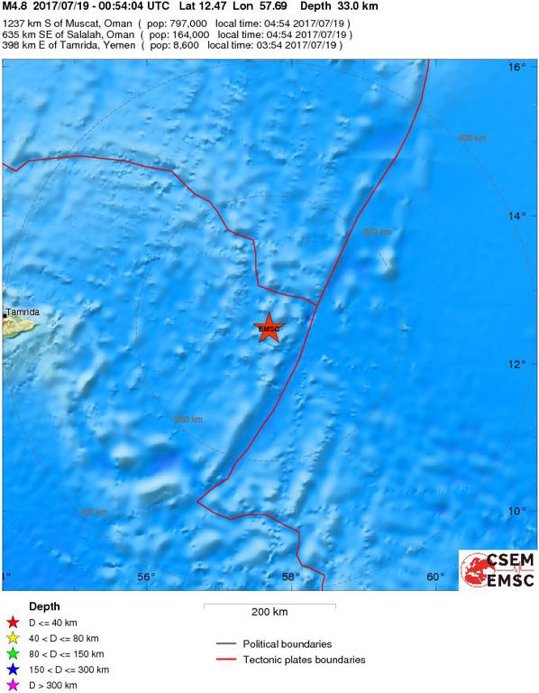 July 19, 2017 Earthquake Information of Owen Fracture Zone Region