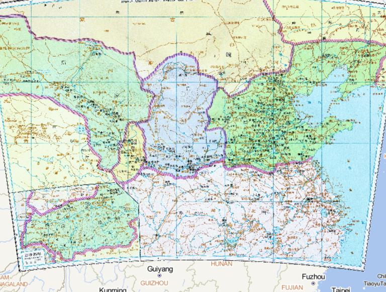 The history map of Hou Qin, Hou Yan, Western Qin, Hou Liang, Wei of the Sixteen Kingdoms period in Eastern Jin Dynasty in China