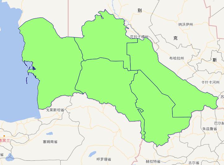 Turkmenistan Level 1 Administrative boundaries online map