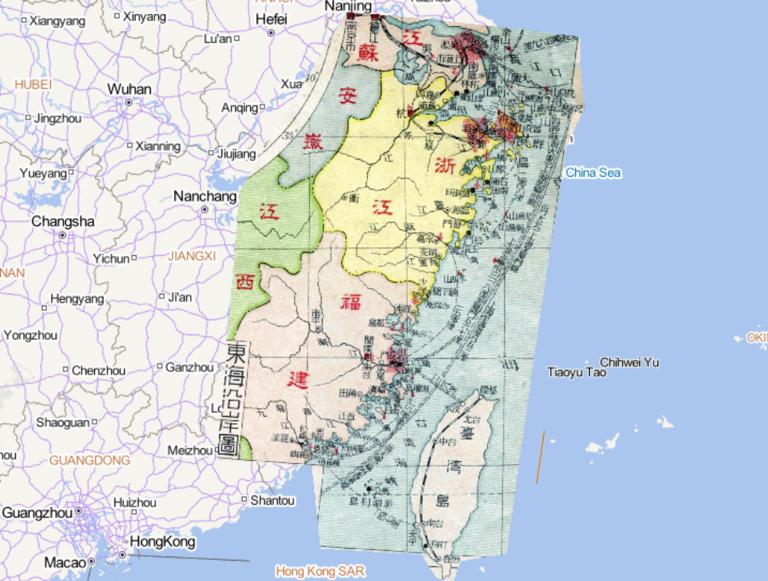 Online map of the East China Sea coast during the 1933 Chinese National Period