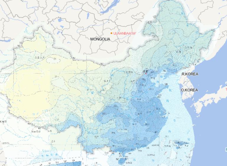 Online map of threshold distribution of China's 3-day precipitation with 50 years return period