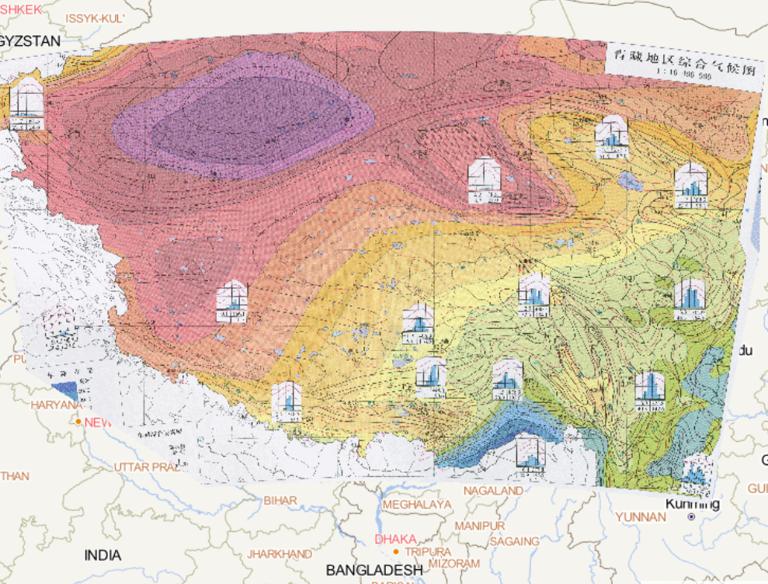 The Tibetan areas of China comprehensive climate figure