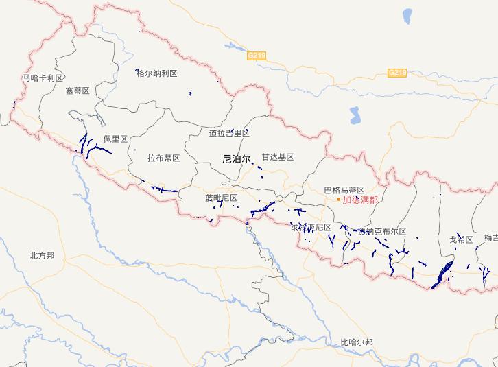 Nepal waters area online map