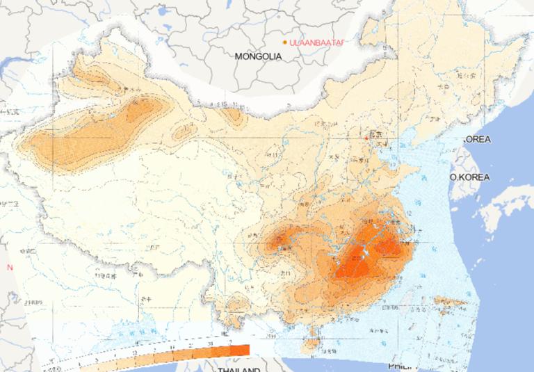 Online distribution map of daily extreme value of continuous high temperature in China