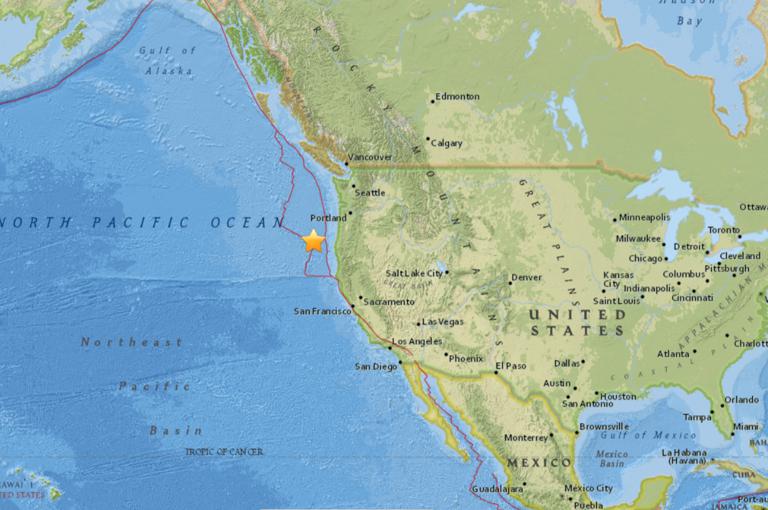 April 30, 2018 Earthquake Information of 196km W of Bandon, Oregon