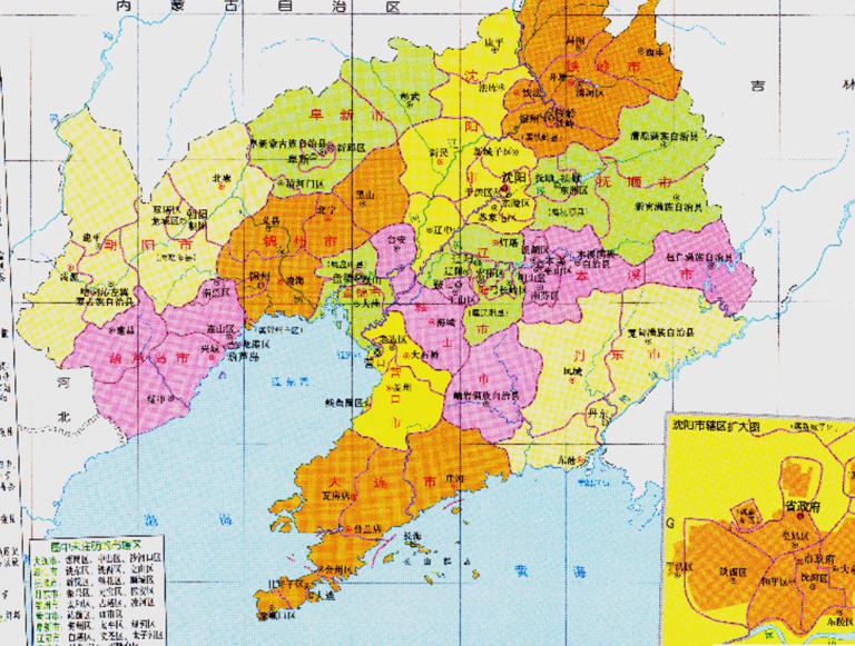 Administrative Map of Liaoning Province, China (1984-1999)