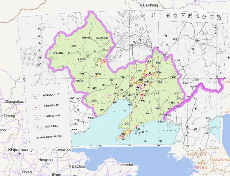 Distribution map of nutritious groundwater in Liaoning Province, China