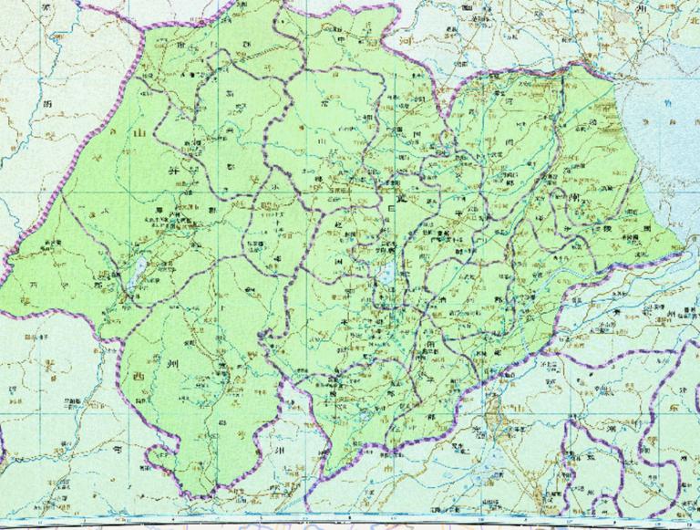 China's three kingdoms period, wei country of jizhou and bingzhou historical map