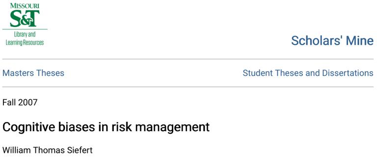 Cognitive bias in risk management