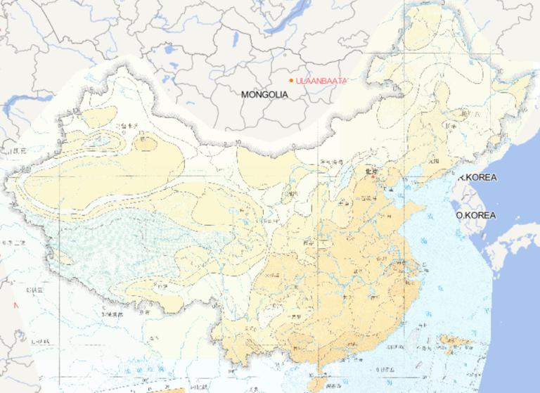 Online map of July minimum daily temperature distribution in China