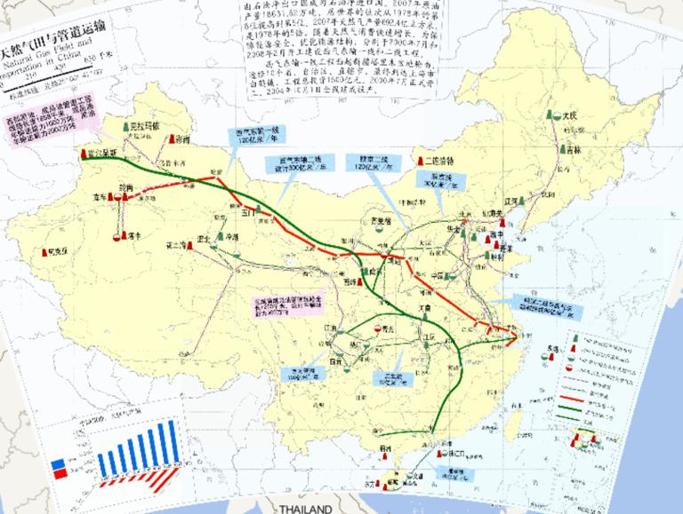 Online distribution map of major oil and gas fields and pipelines in China