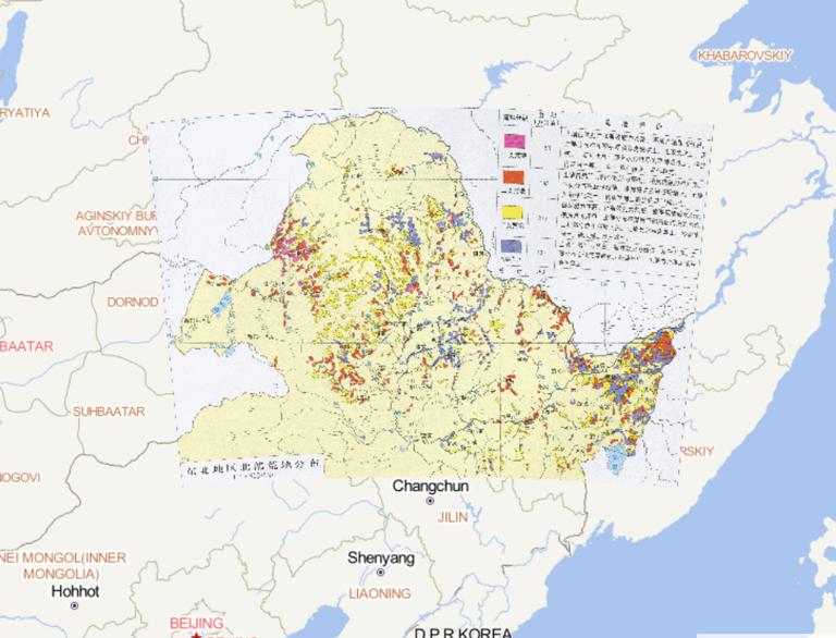 Online distribution map of northern China wasteland in northeastern China