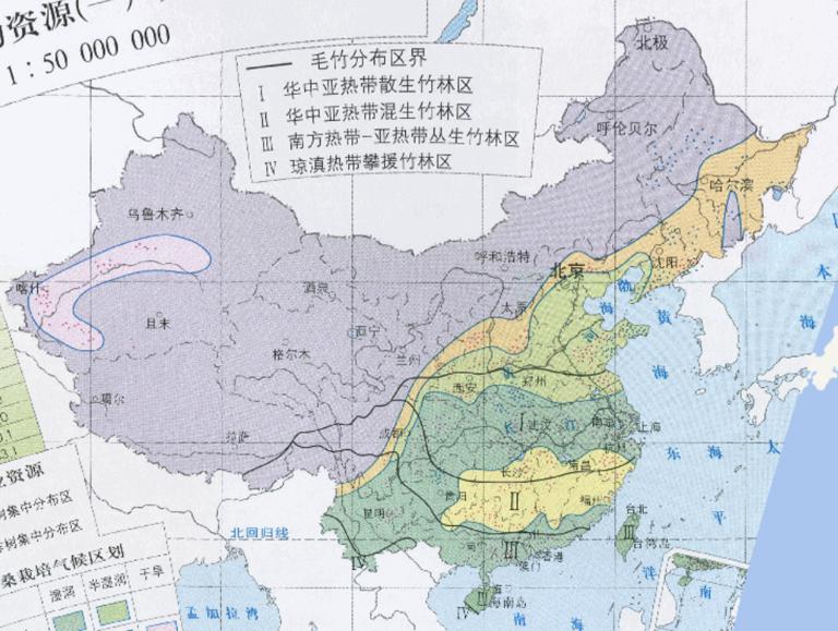 Online map of special economic plant resources (Mulberry, oak, bamboo) in China