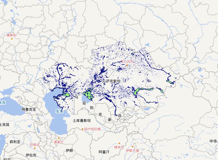 Kazakhstan waters area online map