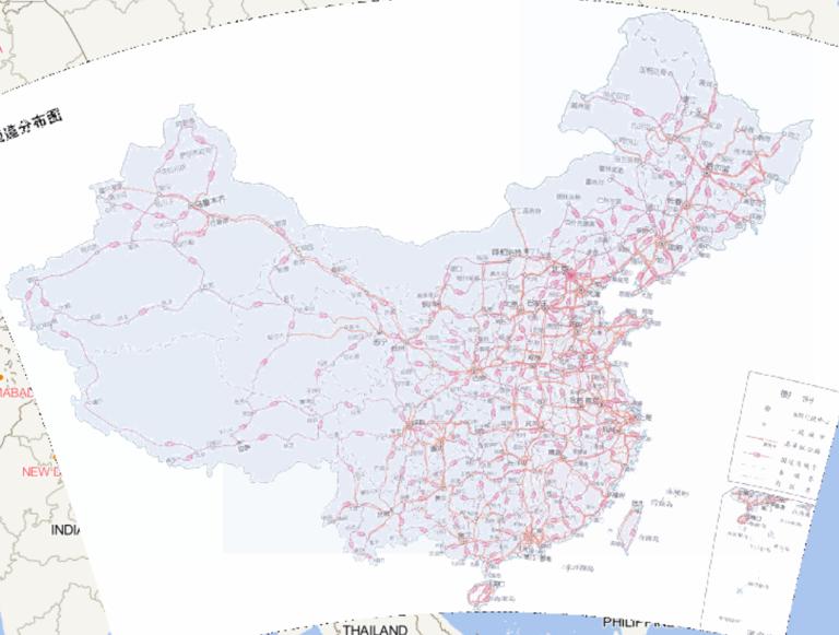 Distribution map of China National Highway