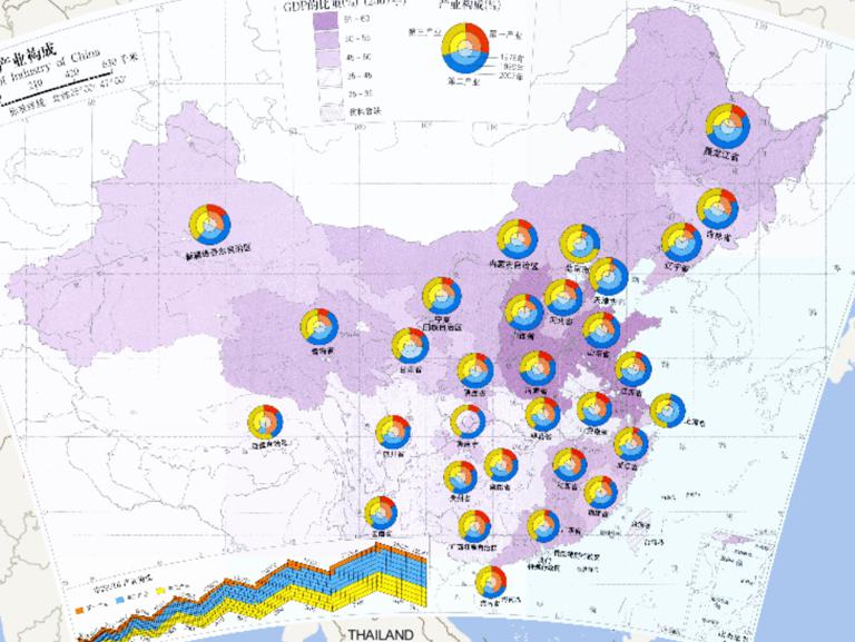 An online map of industry composition in various provinces of China