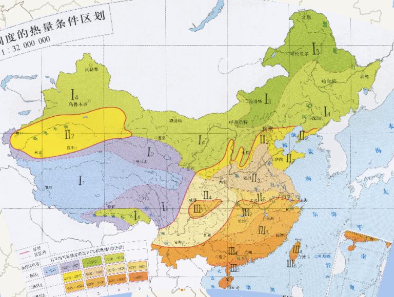 Cropping system heat condition of zoning map of China