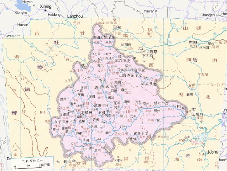 Online historical map of Former Shu (924) in the Five Dynasties and Ten Kingdoms period of China