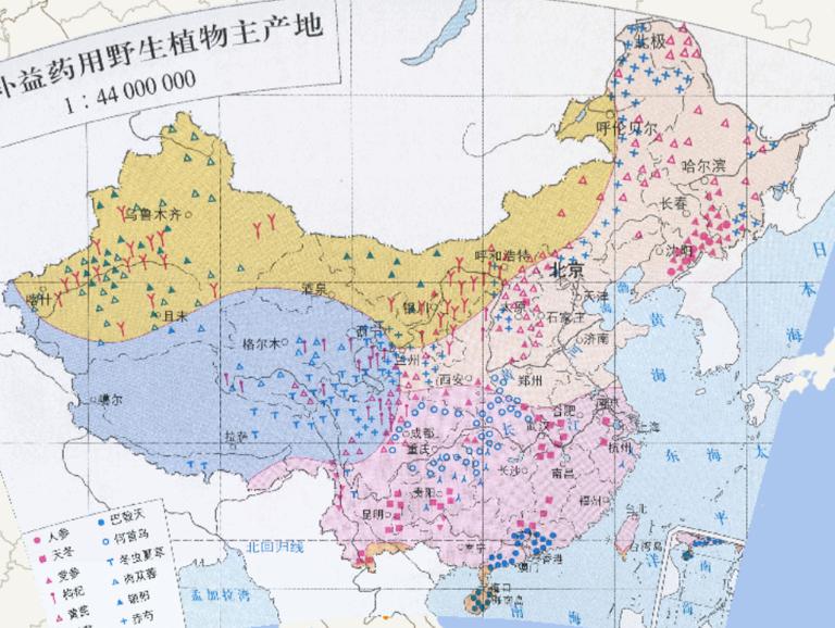 Online map of main producing areas of main tonic medicinal wild plants in China