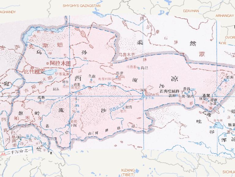 Online historical map of Xiliang (412 A.D.) during the Sixteen Kingdoms period of the Eastern Jin Dynasty