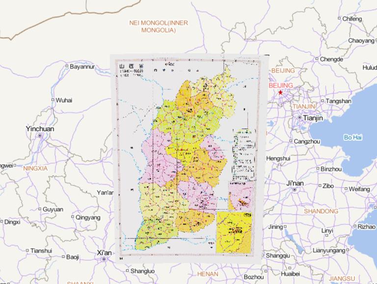 History map of administrative division (1989-1999) in Shanxi Province, China