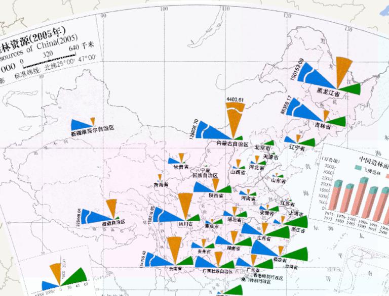 Online map of Chinese forest resources (2005) (1: 32 million)