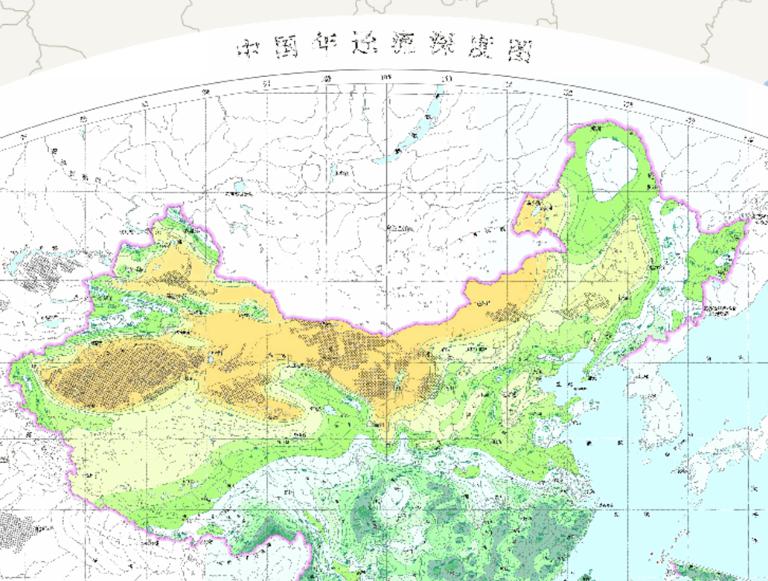 Annual runoff depth map of China