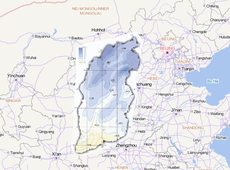 Online map of January average temperature in Shanxi Province, China