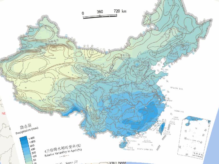 Online map of average spring precipitation and precipitation variability in China