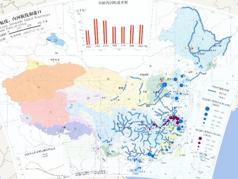 China's coastal routes, inland waterway and port distribution online map