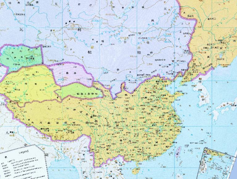 Historical map of the Ming Dynasty of China in 1582