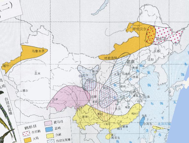 Distribution map of Chinese special birds