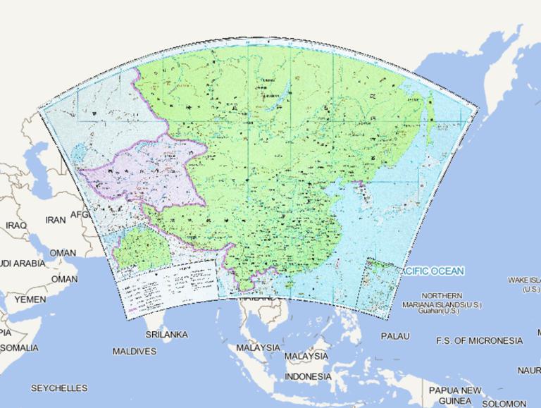 Historical map of the Chinese Yuan Dynasty (to the first year 1330 AD)