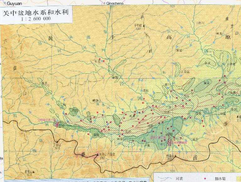 China Guanzhong River basin and water online map