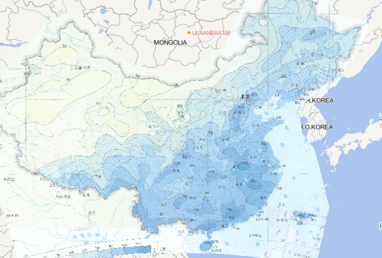 Online map of extreme value distribution of continuous precipitation in China