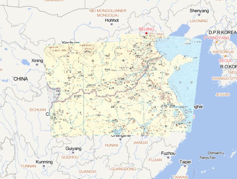 Online historical map of the middle and lower reaches of the Yellow River and the Yangtze River (464 A.D.) during the Northern Wei and Song dynasties in China