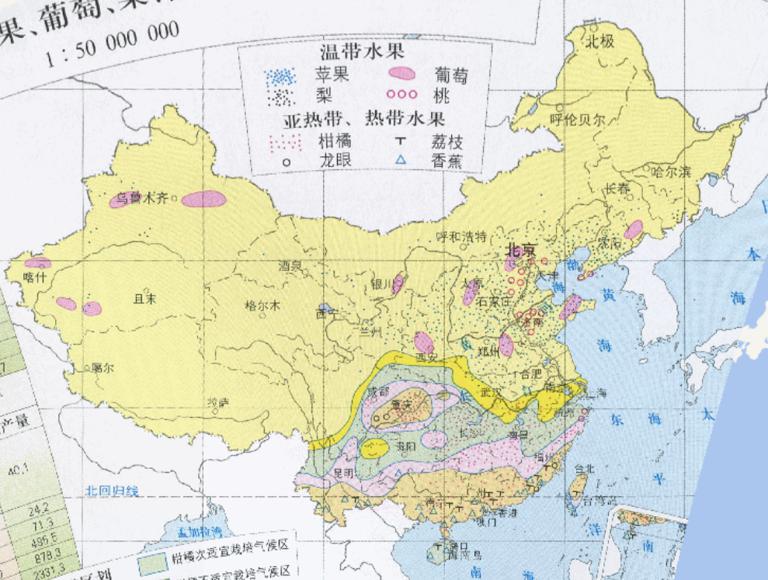 China Fruit Resources (Apples, Grapes, Pears, Peaches, Citrus, Lychee, Longan, Bananas) Online Map