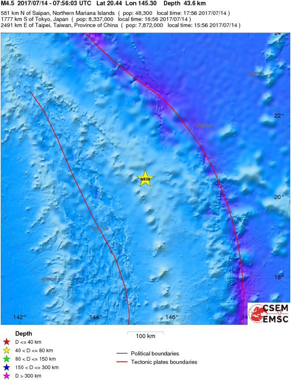 July 14, 2017 Earthquake Information of sNorthern Mariana Island