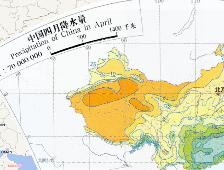 Online map of April precipitation in China