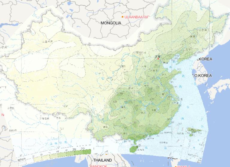 Online map of extreme threshold distribution of daily rainfall in China