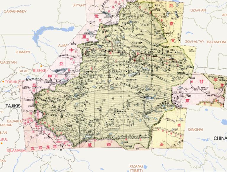 1933 online map of Xinjiang Province in the period of the Republic of China