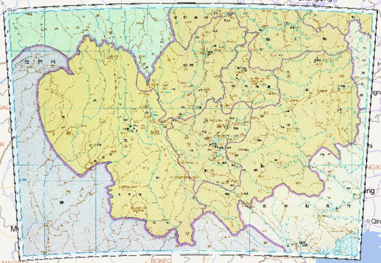 The historical map of southern Yizhou thorn in the Eastern Han Dynasty period of China