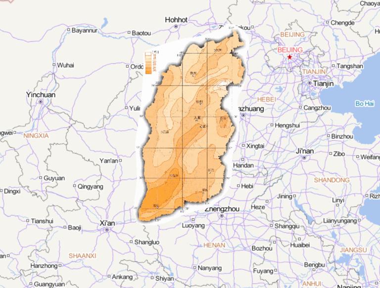 Online map of July average temperature in Shanxi Province, China