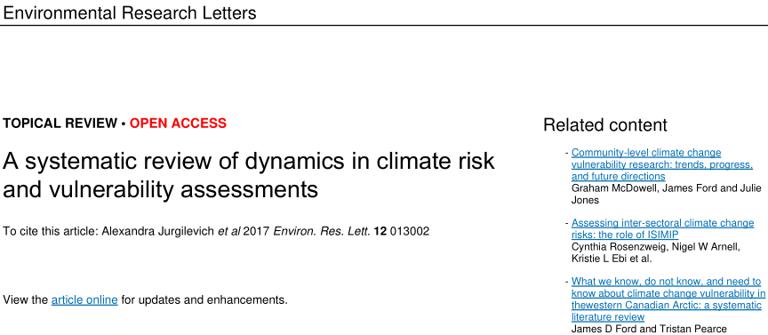 A systematic review of dynamics in climate risk and vulnerability assessments