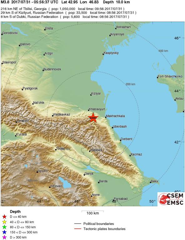 July 31, 2017 Earthquake Information of Russia