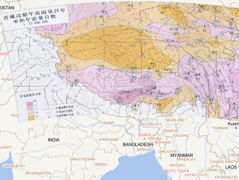 Percentage of Precipitation in China 's Qinghai - Tibet Plateau and the Number of Thunderstorm Days