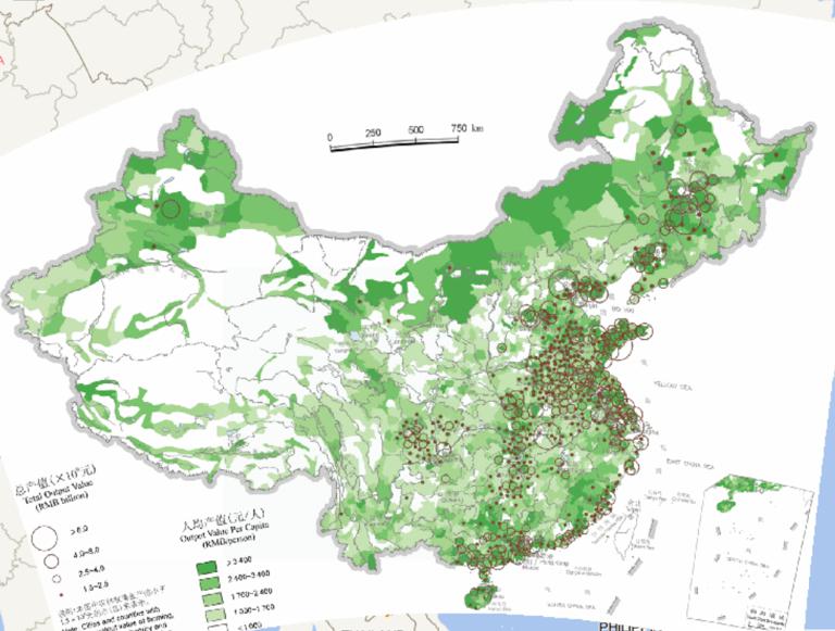 China Agriculture Forestry Animal Husbandry Fishery output value online map (2000)